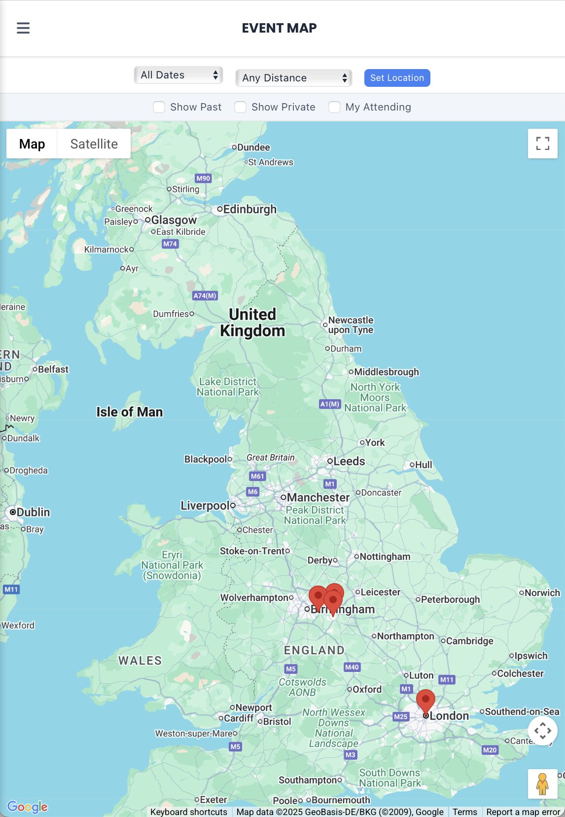 Masquerading Events Map